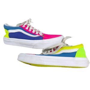 VANS Old Skool Neon Multicolor Low Top Skate Shoes Sneakers Size Men's 5.5/Women